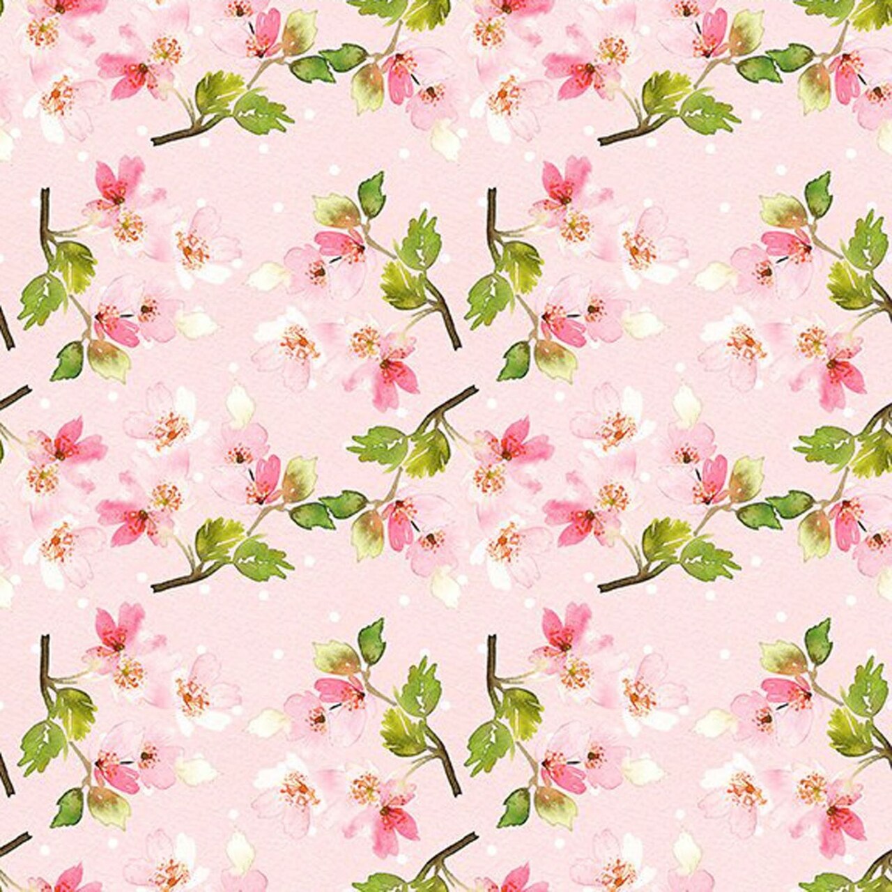 Victoria Small Flowers Pink Floral Cotton Fabric by In the Beginning by the yard